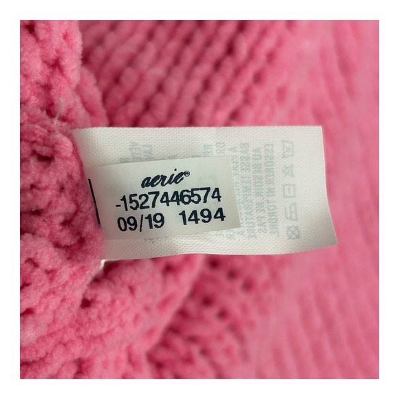 Aerie Sunset Chenille Pink Turtleneck Oversized Chunky‎ Sweater Womens Medium - Picture 7 of 10